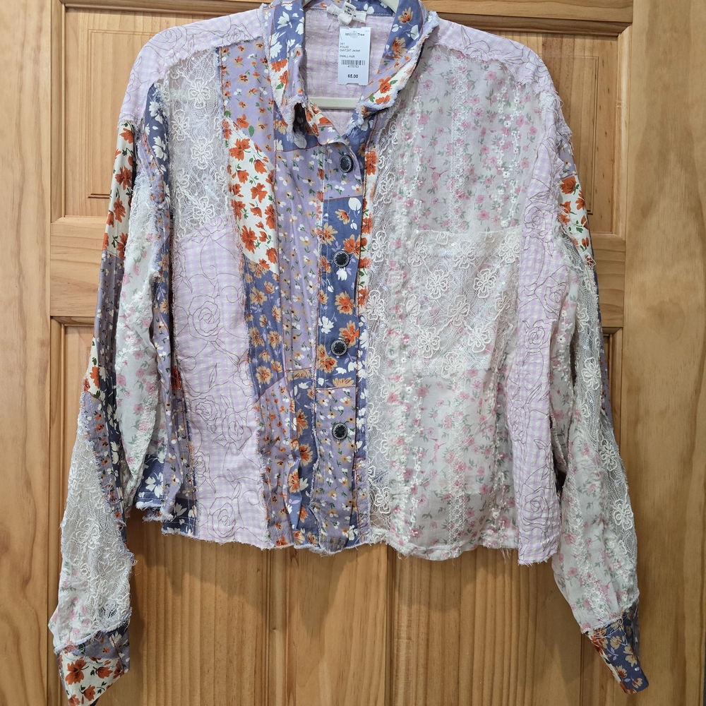 POL Patchwork Floral Button Down Shirt - Multicolor